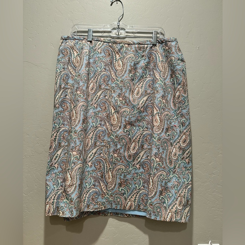 Talbots Blue Paisley‎ Pencil Skirt Size 14W NWT Preppy Office Business Colorful
